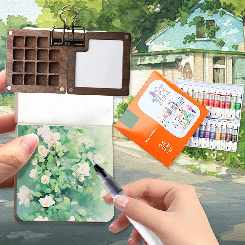 Travel Watercolour Paint Palette Set Mini Pocket Artist Watercolor Paint Palette Travel Sets for Painters Artists Students