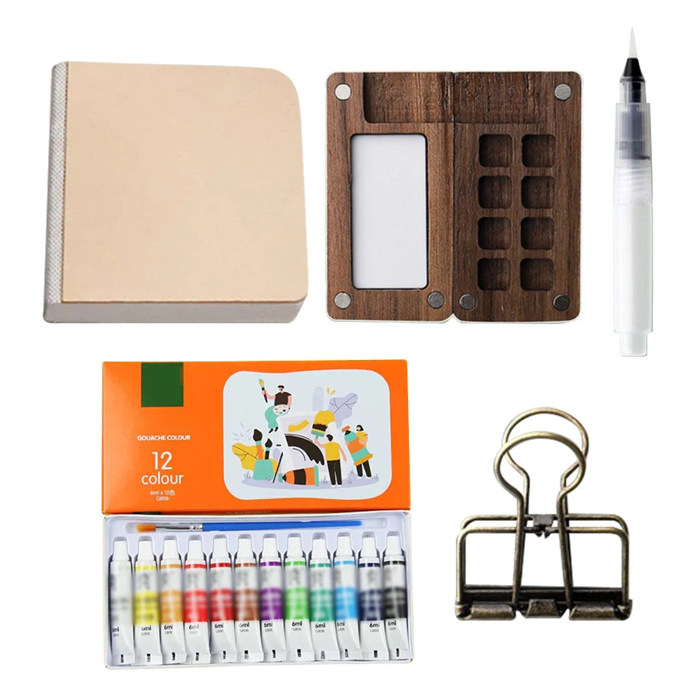 Travel Watercolour Paint Palette Set Mini Pocket Artist Watercolor Paint Palette Travel Sets for Painters Artists Students